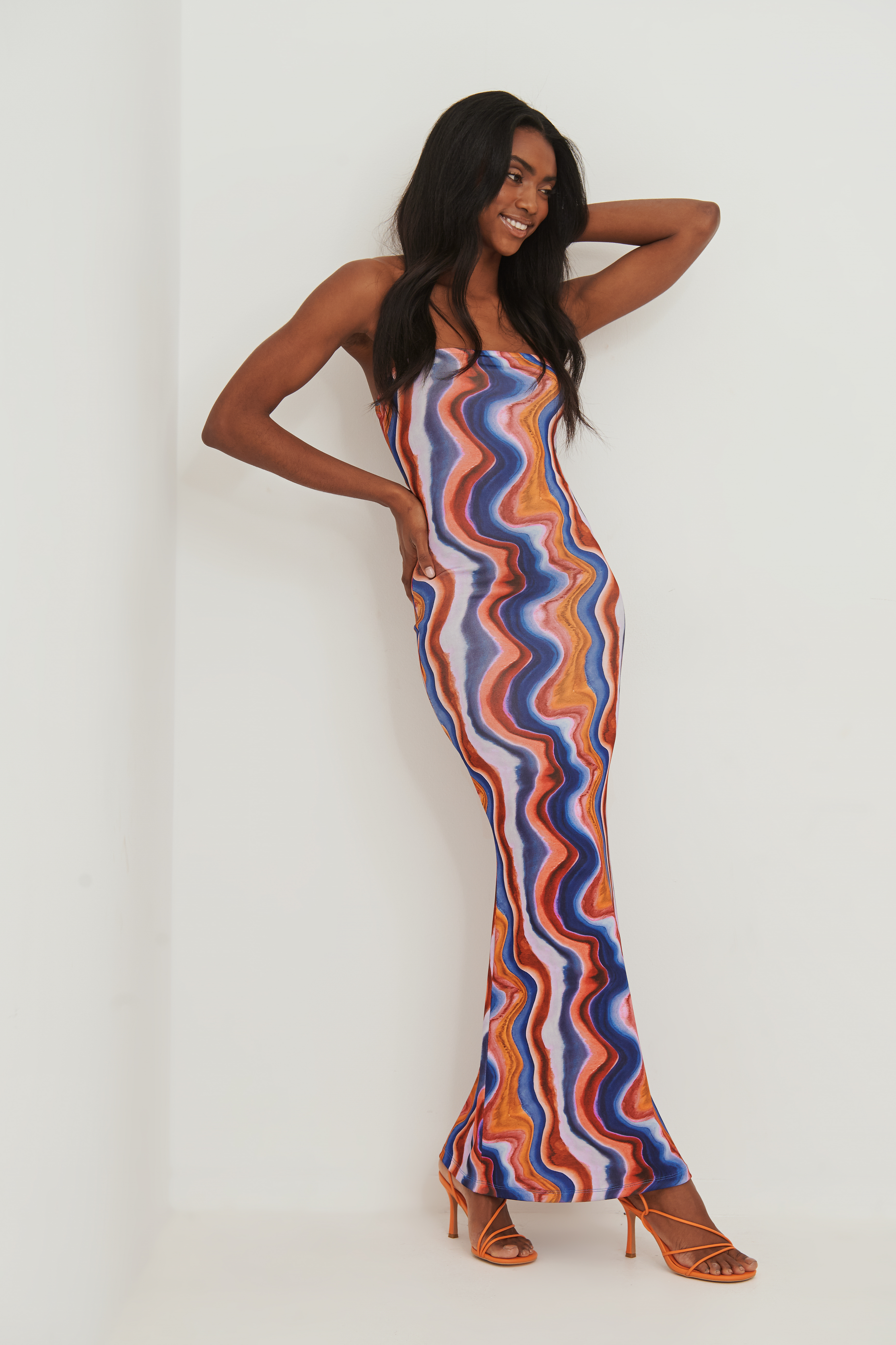 Recycled Bandeau Maxi Dress Multicolor ...